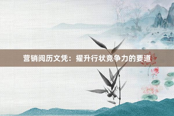 营销阅历文凭:擢升行状竞争力的要道